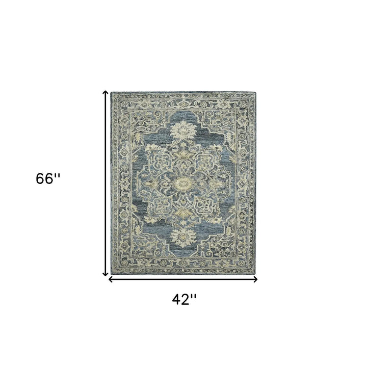 Vestige Nucia Blue/Taupe Hand-Tufted Wool Blend Area Rug 3'6"x5'6"