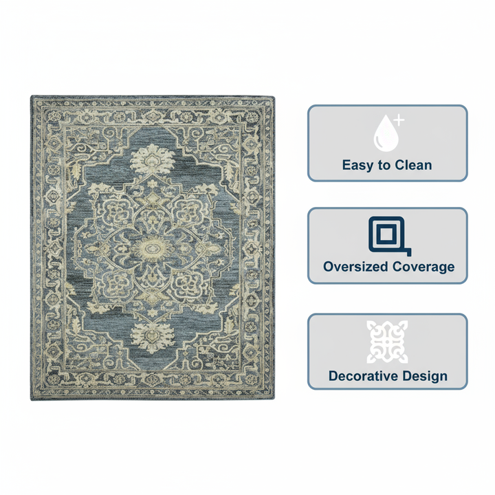 Vestige Nucia Blue/Taupe Hand-Tufted Wool Blend Area Rug 8'x10'