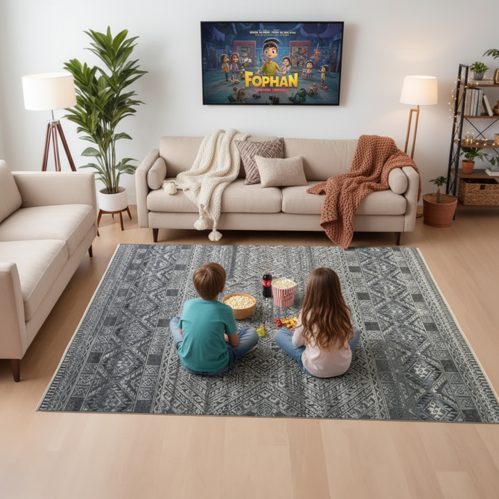 6' X 9' Gray And Ivory Geometric Hand Knotted Area Rug