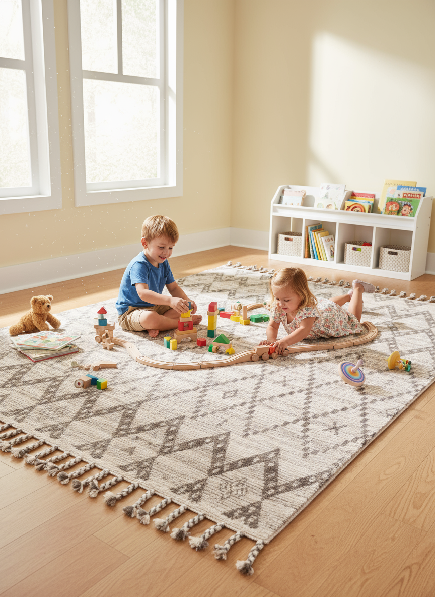 8' X 12' Taupe and Ivory Wool Geometric Hand Knotted Area Rug