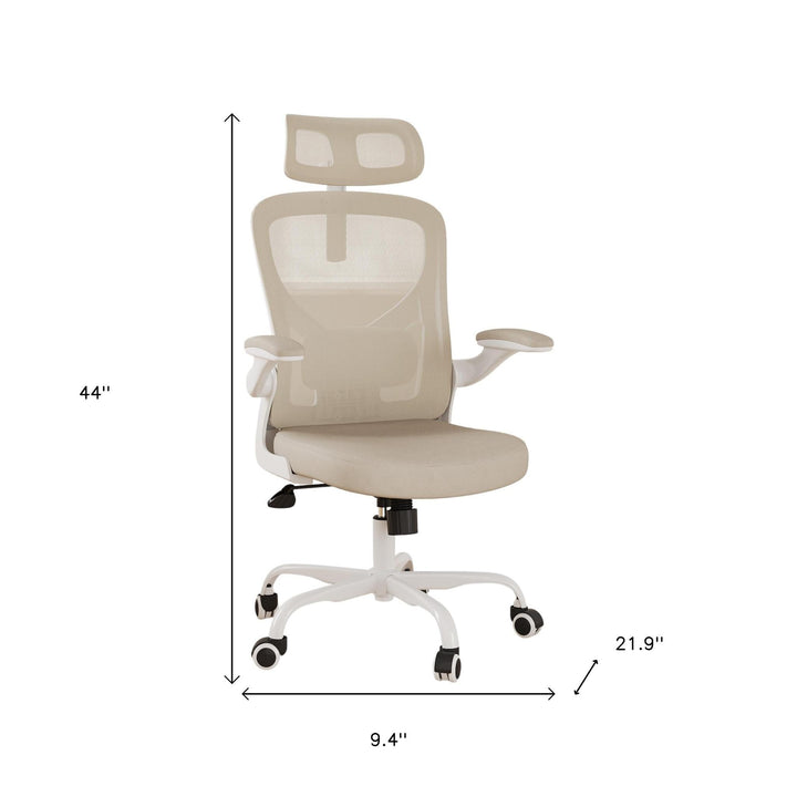 Ergonomic Office Chair Home Computer Desk Chair Adjustable Lumbar Support Flip Up Armrests Breathable Mesh Seat with Headrest Pink