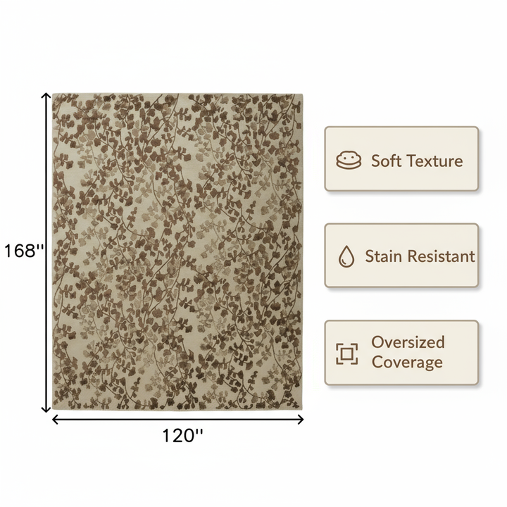 10' X 14' Taupe and Brown Floral Hand Tufted Area Rug