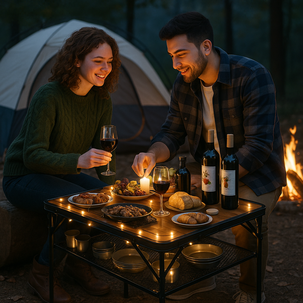Adjustable Height Outdoor Cooking Table - 66LBS Heavy Duty Foldable Camping Grill Stand with Storage Compartment