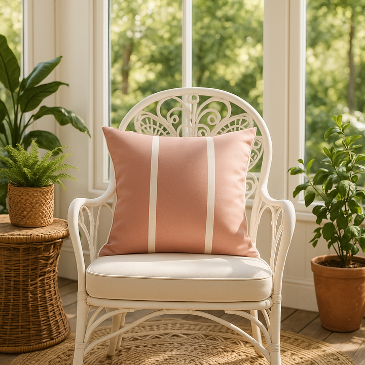 Premium 20" x 20" Pink Zippered Geometric Indoor Outdoor Throw Pillow with Microsuede Cover