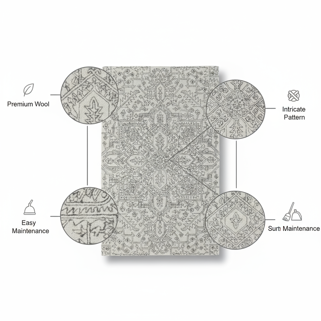 10' X 14' White and Gray Wool Oriental Hand Tufted Area Rug