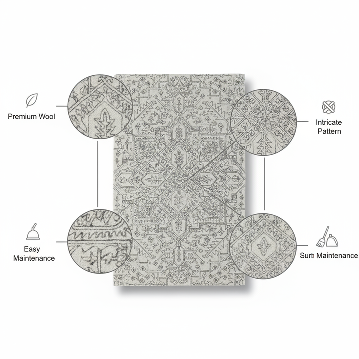 10' X 14' White and Gray Wool Oriental Hand Tufted Area Rug