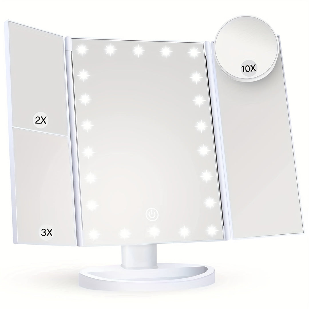 2X-10X Magnification Makeup Mirror with LED Lights & 180° Adjustable Bracket - Perfect for Holiday Gifts! Christmas Decorations