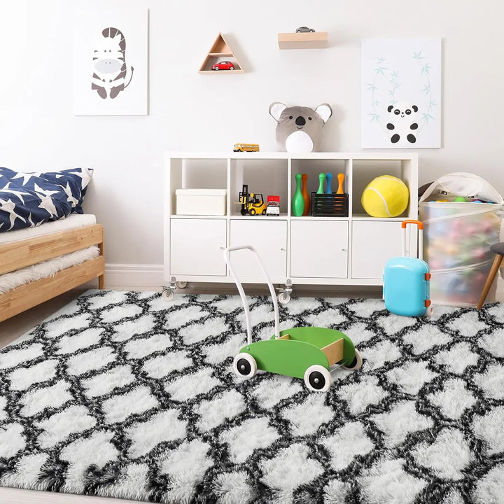 Large Shag Area Rugs for Bedroom Super Soft Plush Fluffy Carpets Living Room Rug Non-Slip Indoor Floor Rug for Kids Nursery Girl