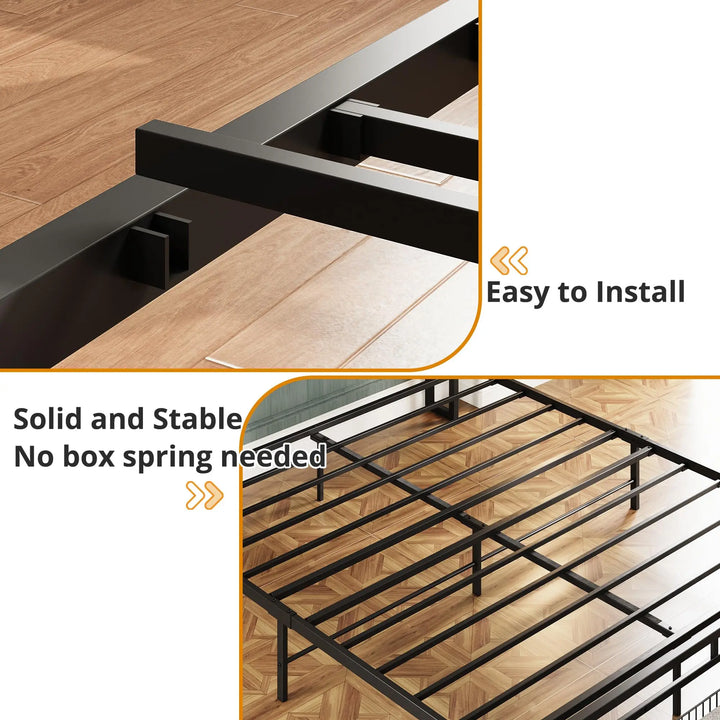 LIKIMIO California King Size Bed Frame, Storage Headboard with Charging Station, Platform Bed with Drawers, No Box Spring Needed