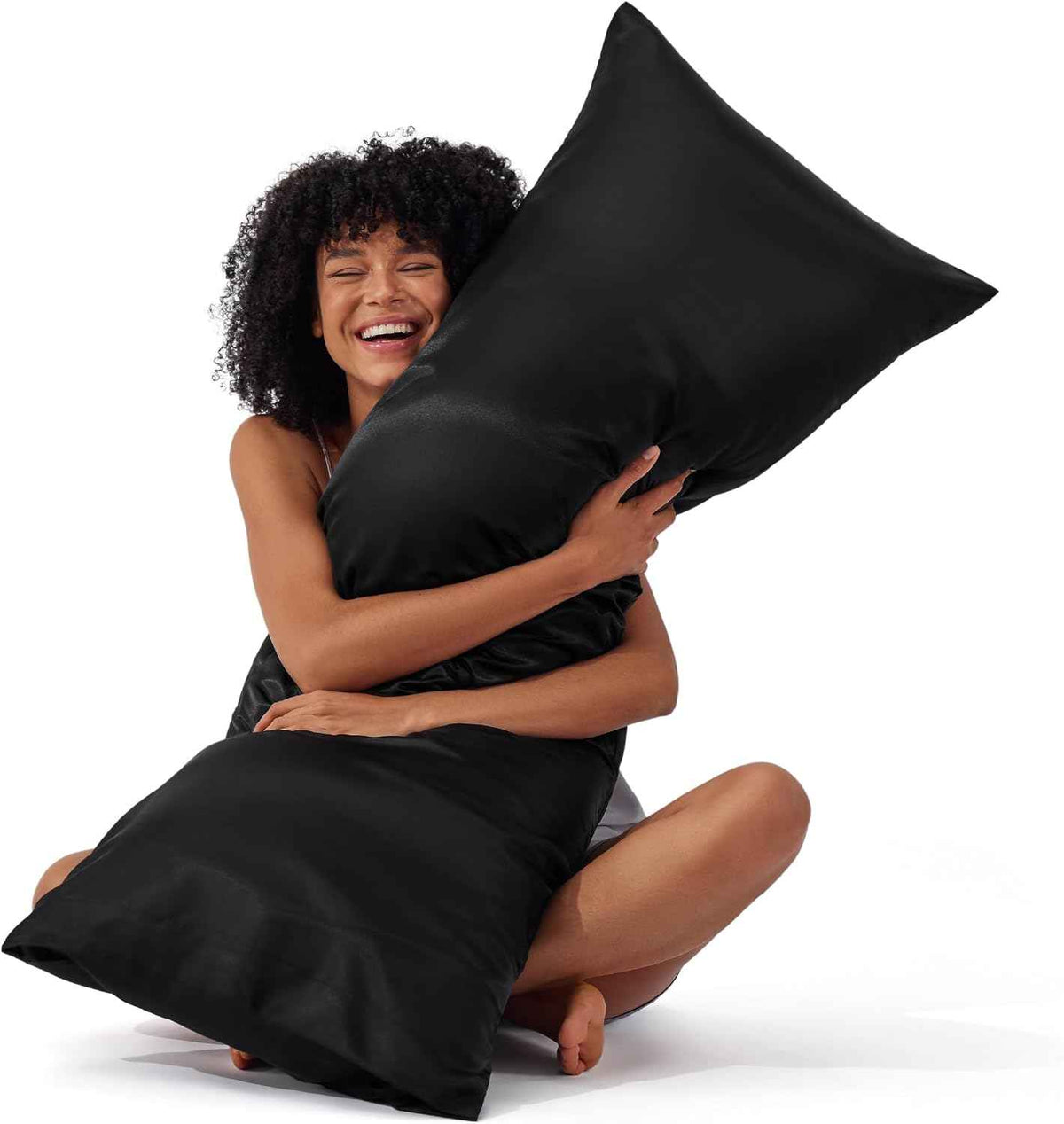 Body Pillowcase – Satin or Mulberry Silk, 20 x 54 in - Satin - Black