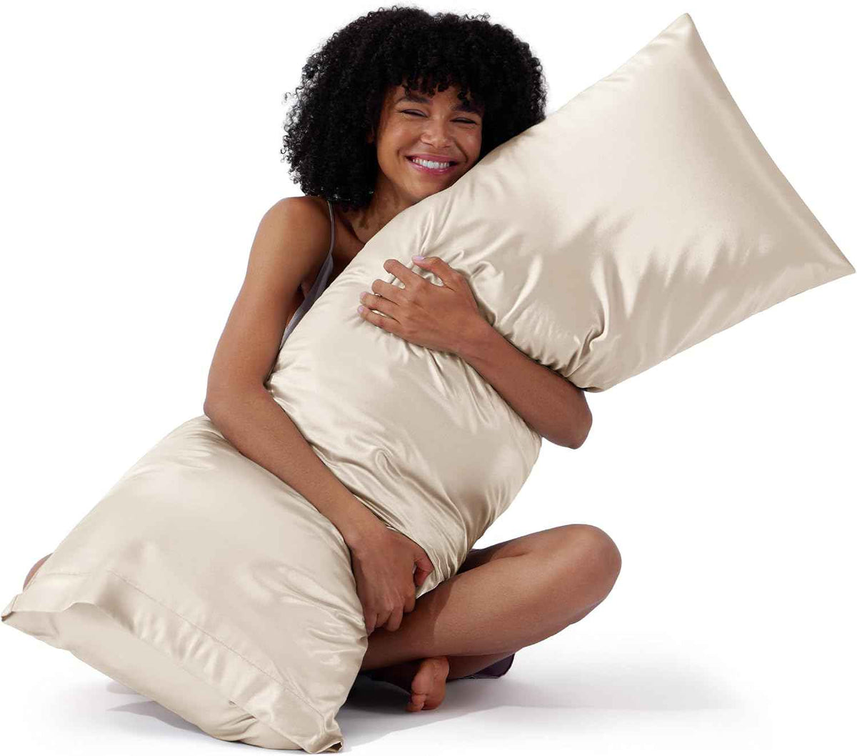 Body Pillowcase – Satin or Mulberry Silk, 20 x 54 in - Satin - Beige