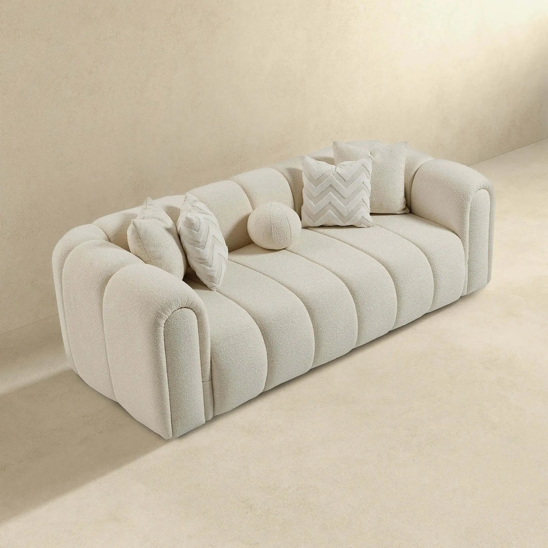 Beatrice Modern Tufted Ivory Boucle Sofa