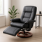 HOMCOM Black Faux Leather Swivel Recliner with Adjustable Footrest – Modern Comfort