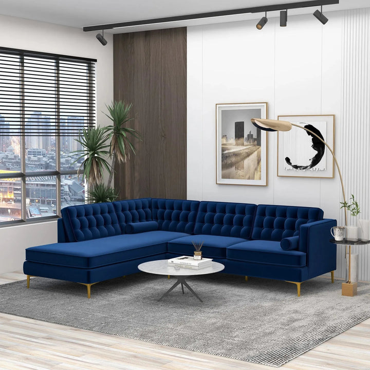 Brooke Sectional Sofa Left Facing Blue