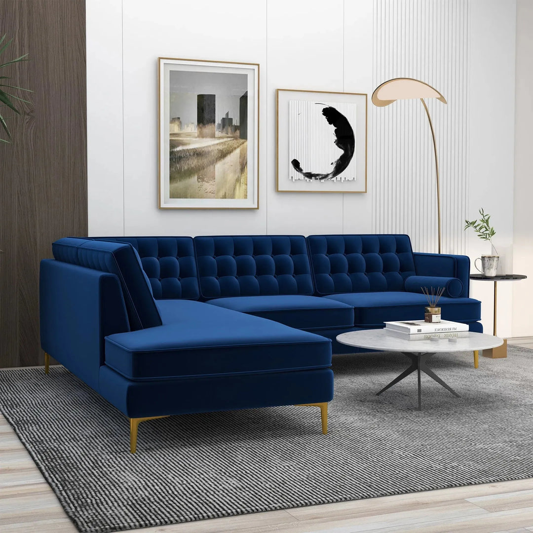 Brooke Sectional Sofa Left Facing Blue