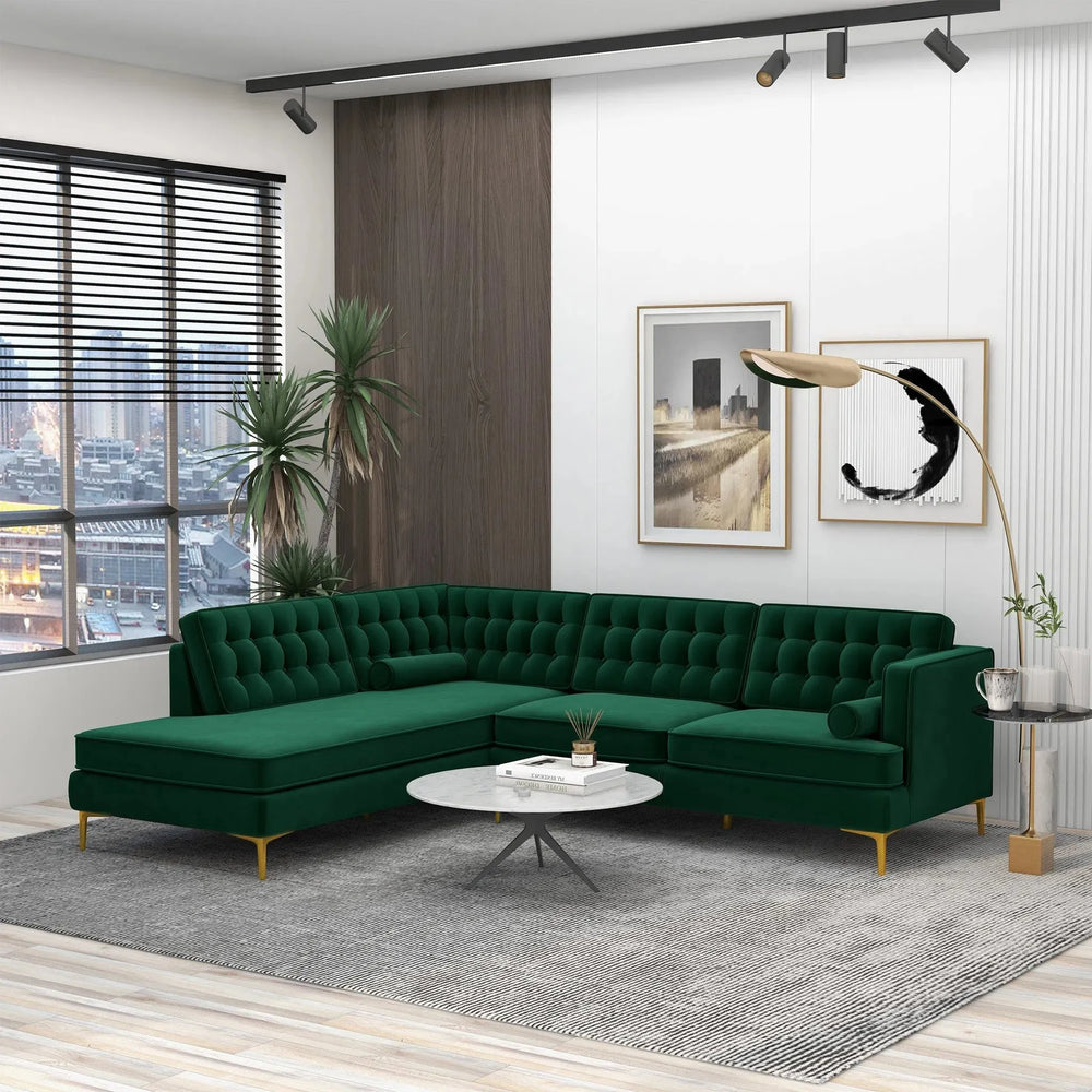 Brooke Sectional Sofa Left Facing Green