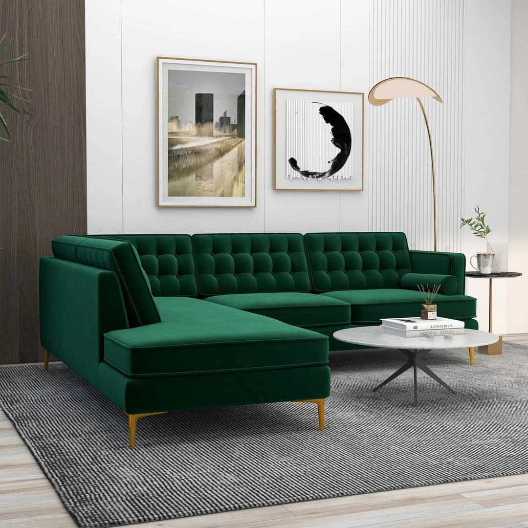 Brooke Sectional Sofa Left Facing Green