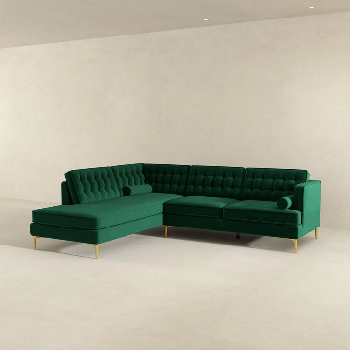 Brooke Sectional Sofa Left Facing Green