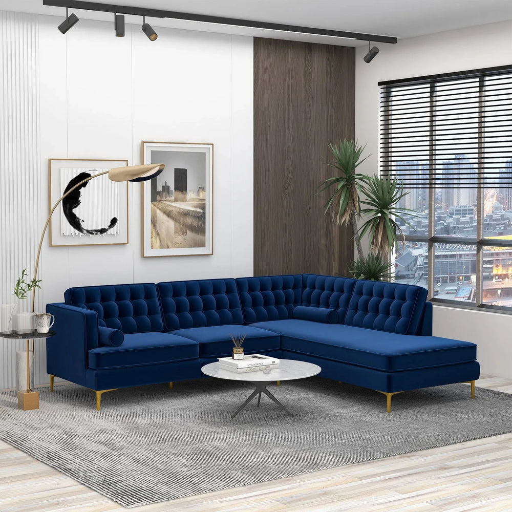 Brooke Sectional Sofa Right Facing Blue