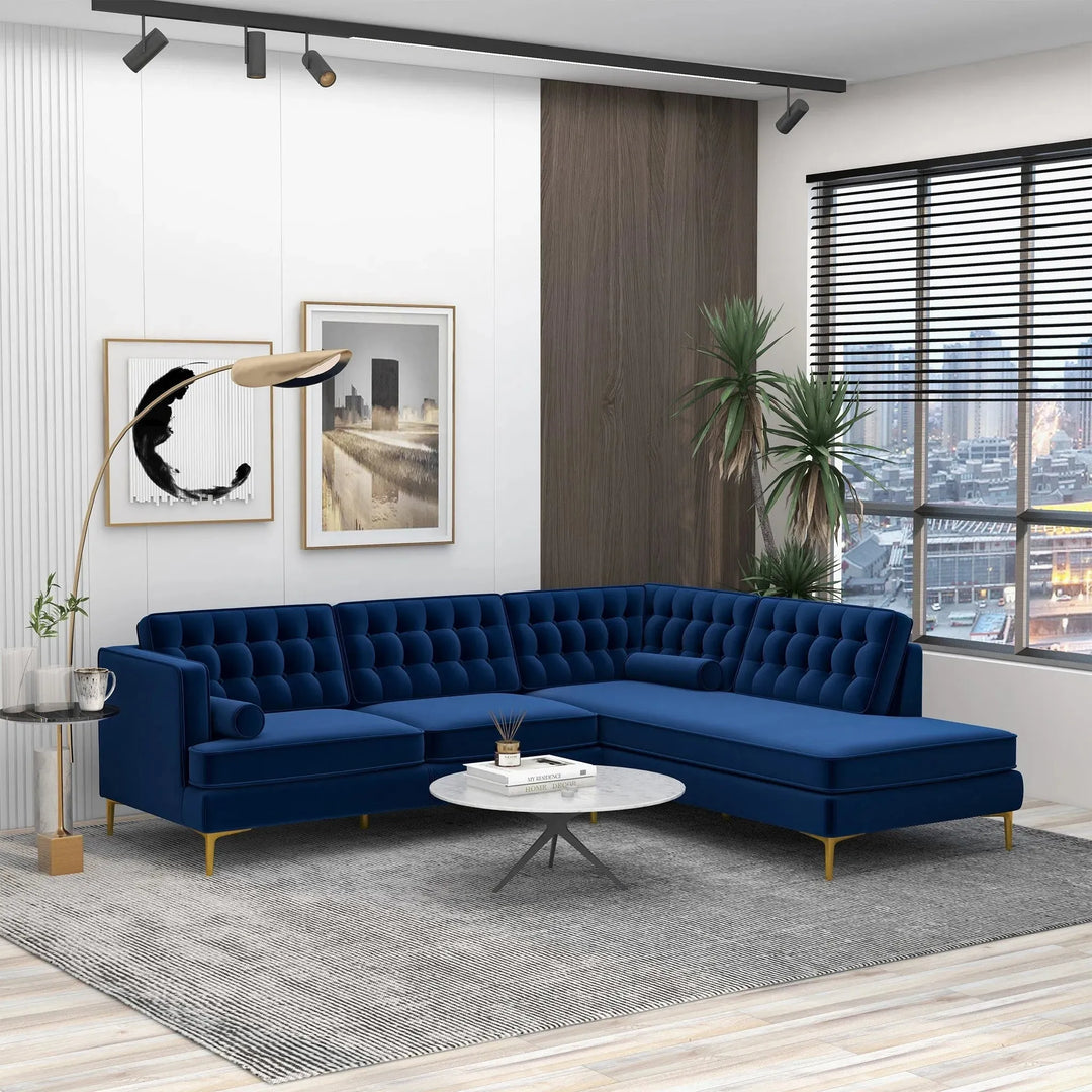Brooke Sectional Sofa Right Facing Blue