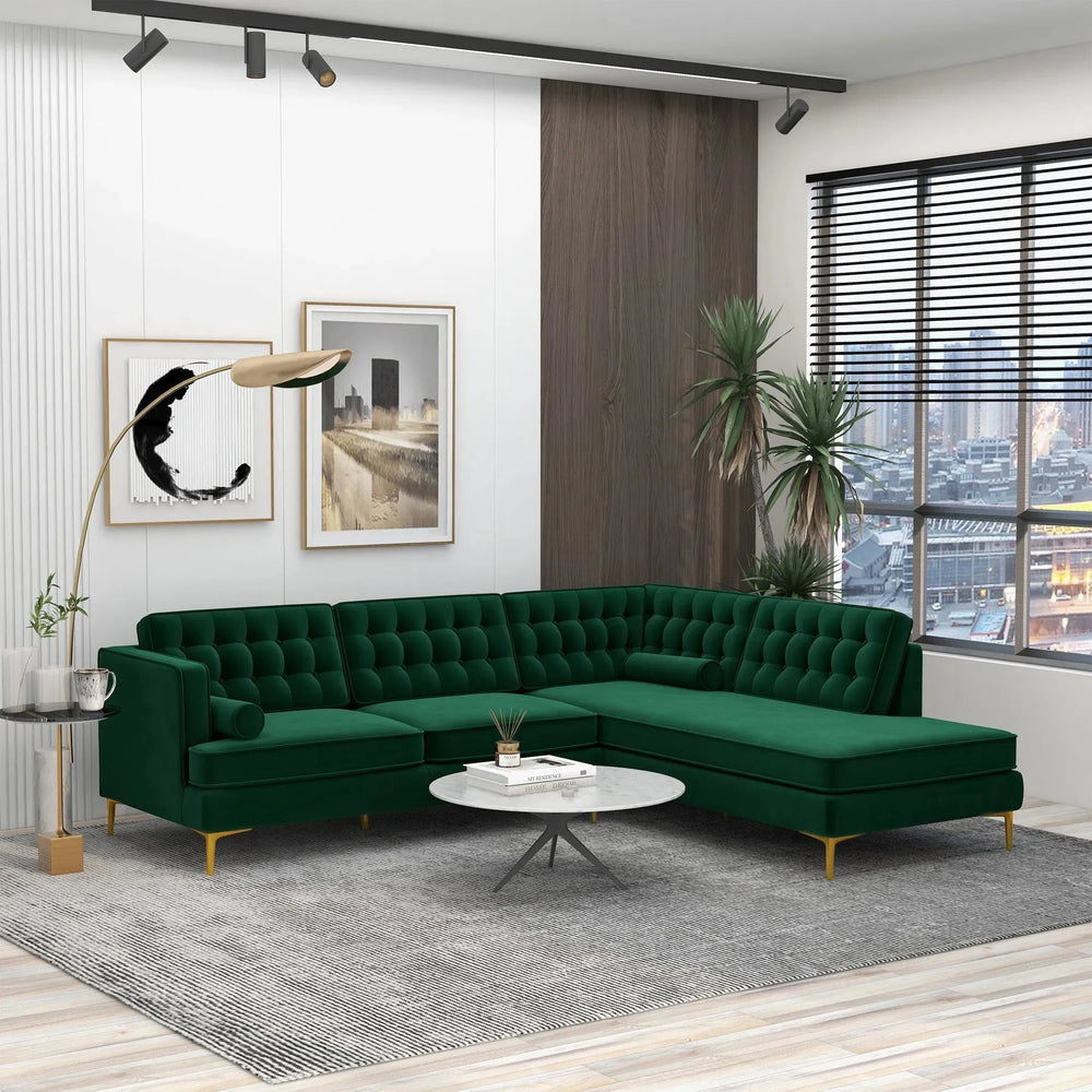 Brooke Sectional Sofa Right Facing Green
