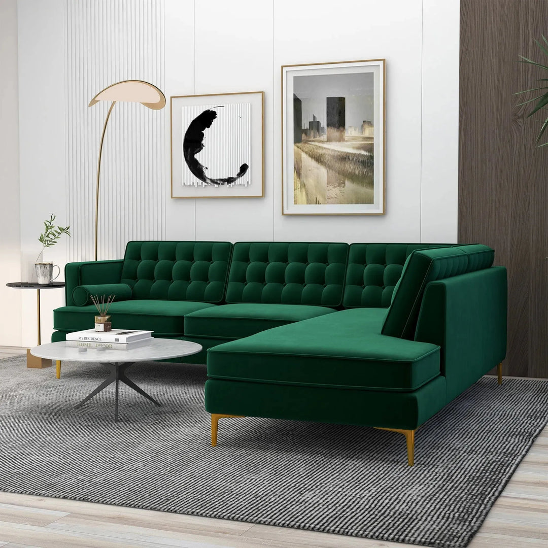 Brooke Sectional Sofa Right Facing Green