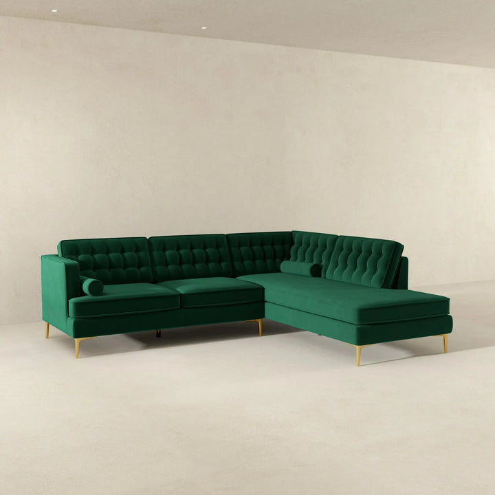 Brooke Sectional Sofa Right Facing Green