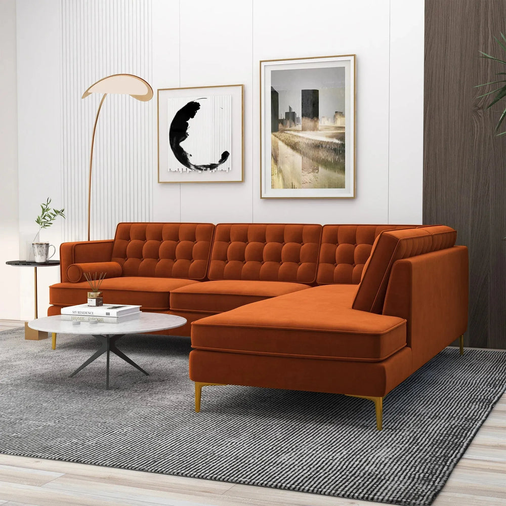 Brooke Sectional Sofa Right Facing Orange
