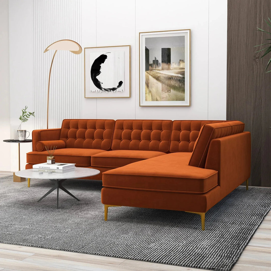 Brooke Sectional Sofa Right Facing Orange