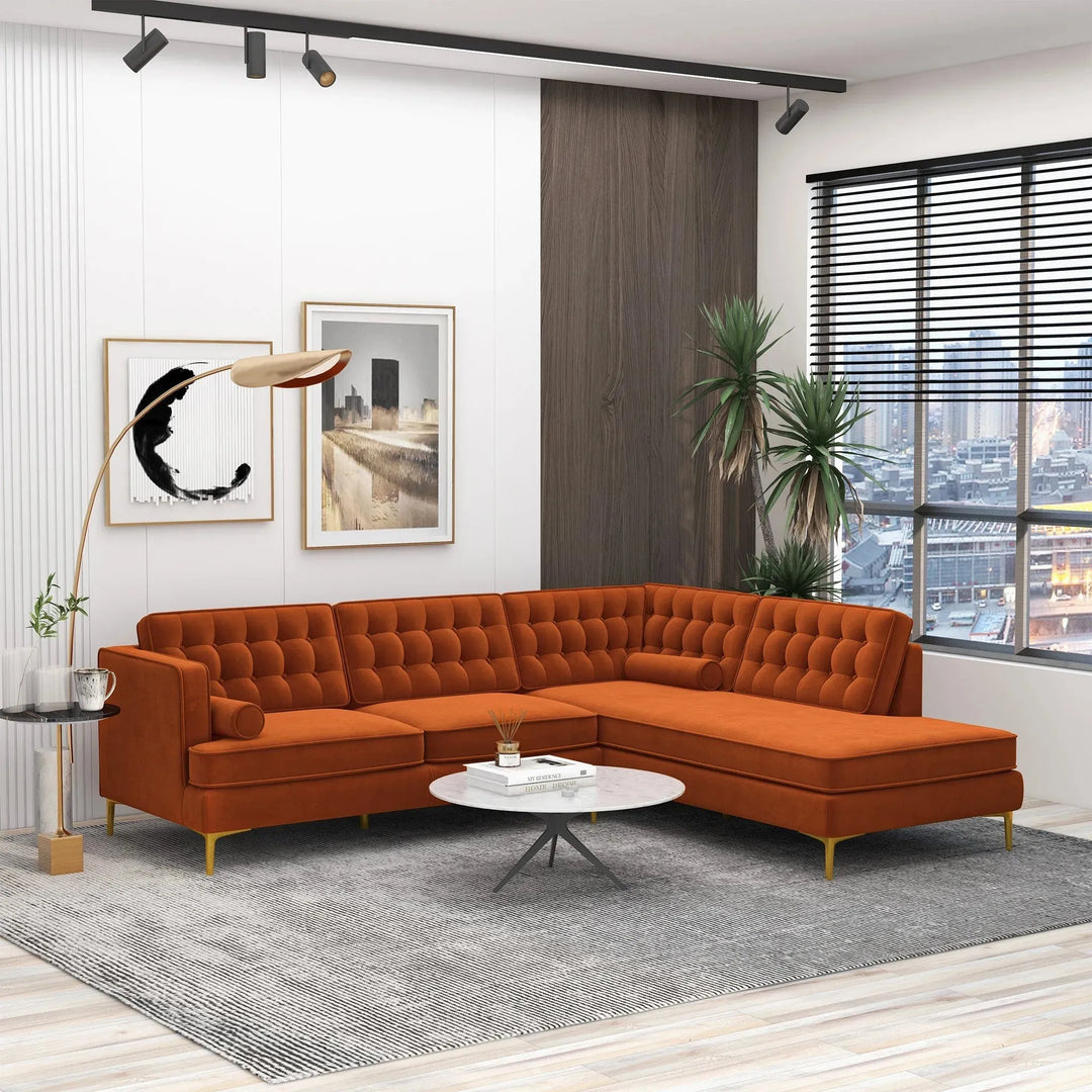 Brooke Sectional Sofa Right Facing Orange