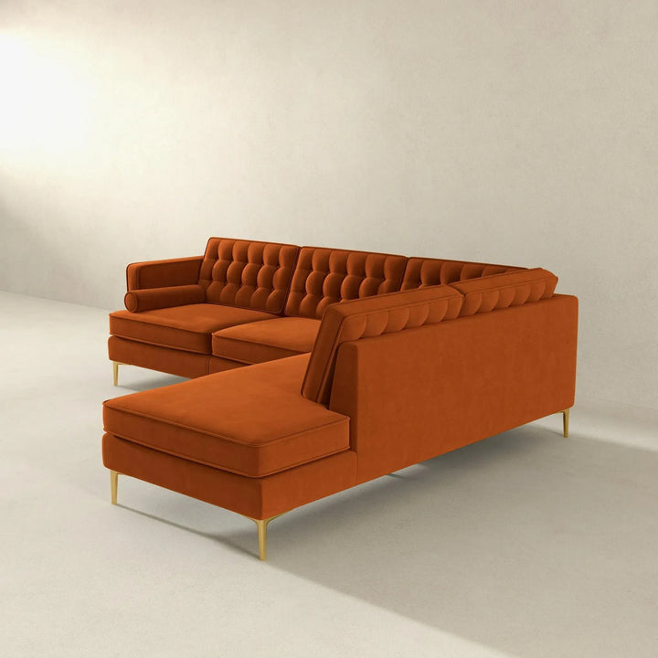 Brooke Sectional Sofa Right Facing Orange