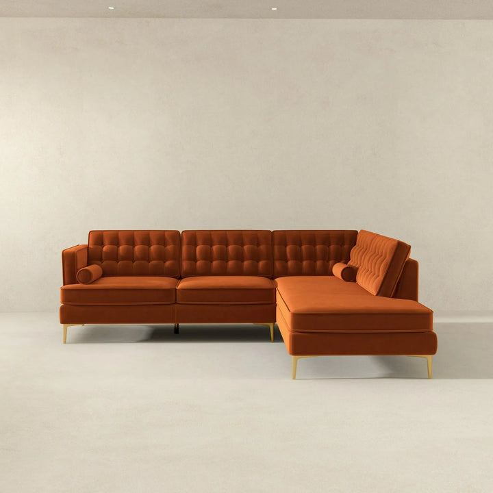 Brooke Sectional Sofa Right Facing Orange