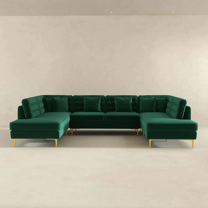 Brooke Velvet U Shape Corner Sofa Green