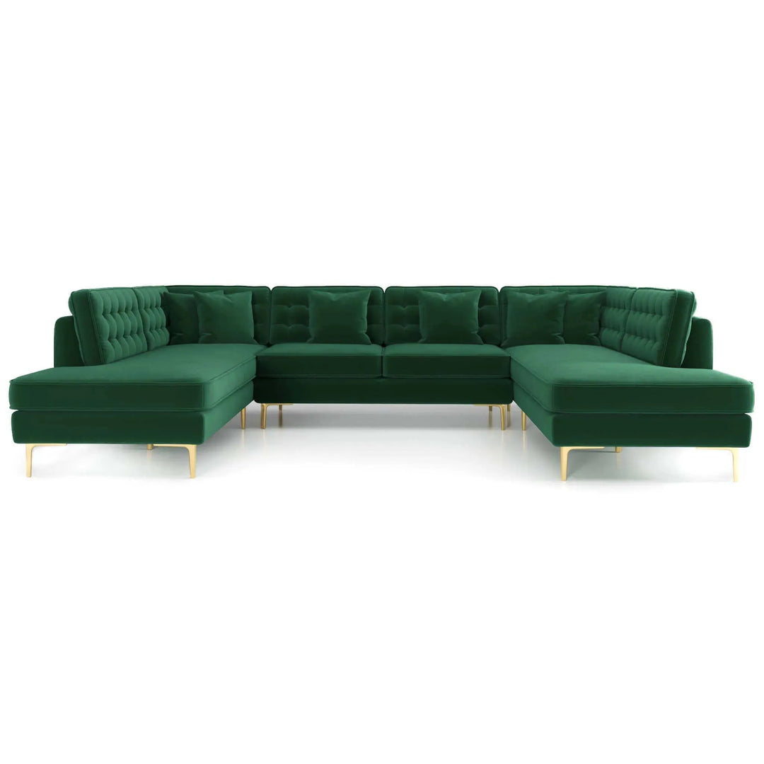 Brooke Velvet U Shape Corner Sofa Green