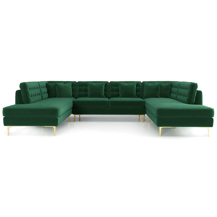 Brooke Velvet U Shape Corner Sofa Green