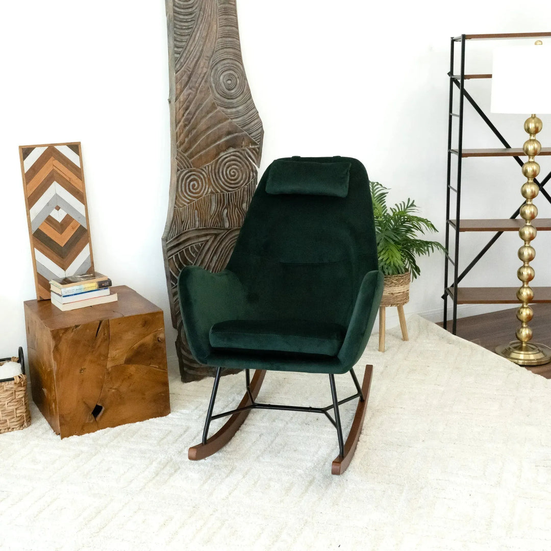 Chelsea Velvet Rocking Chair Green