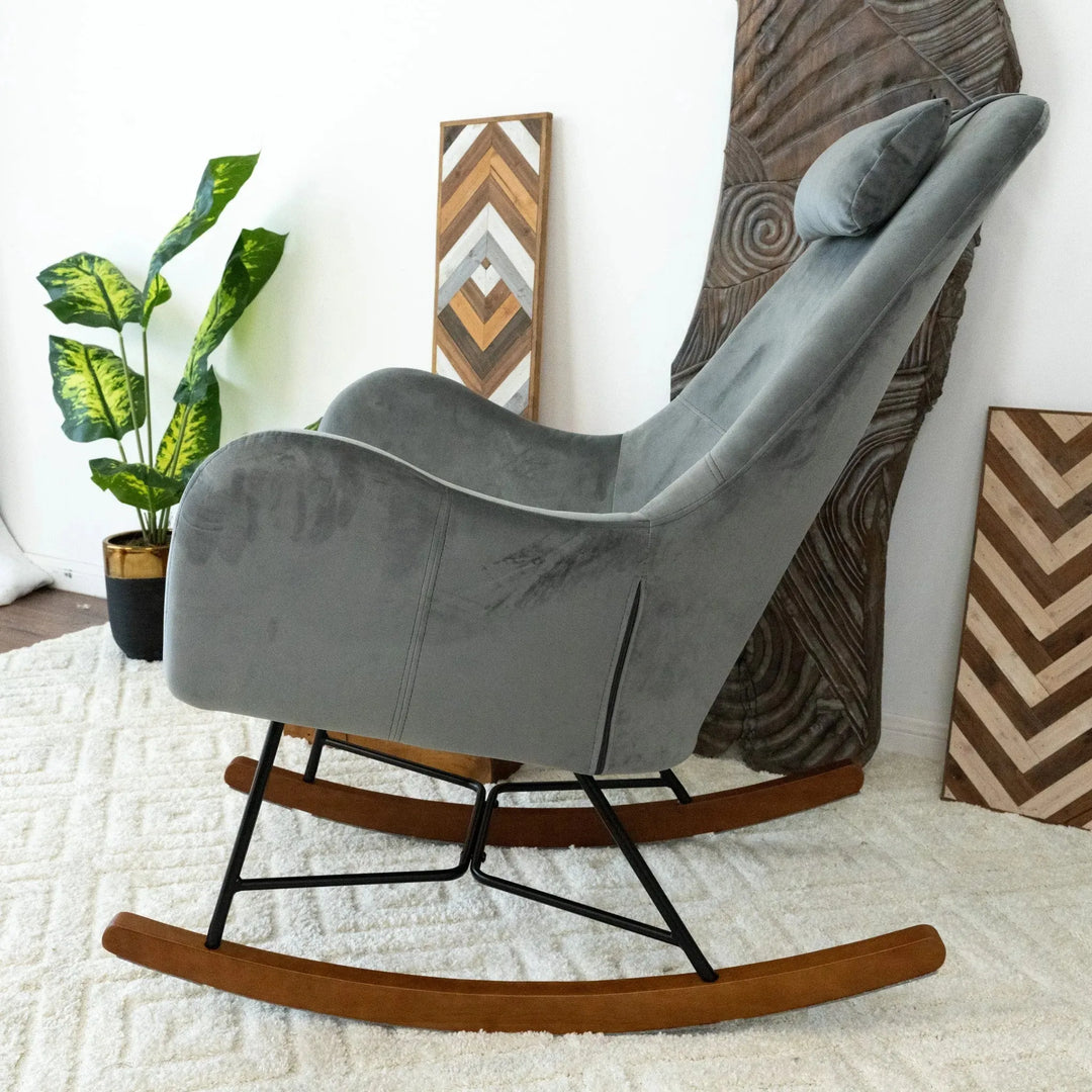 Chelsea Velvet Rocking Chair Grey