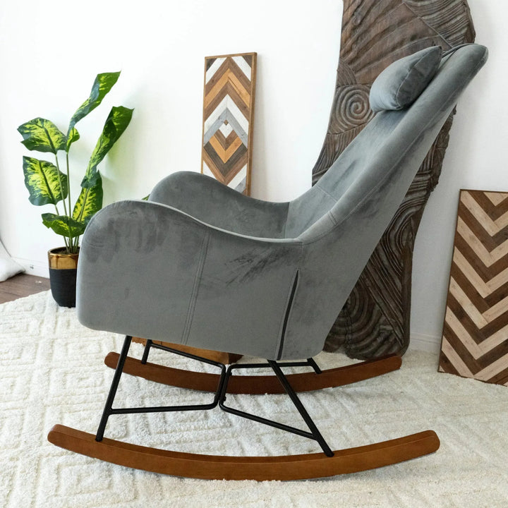 Chelsea Velvet Rocking Chair Grey