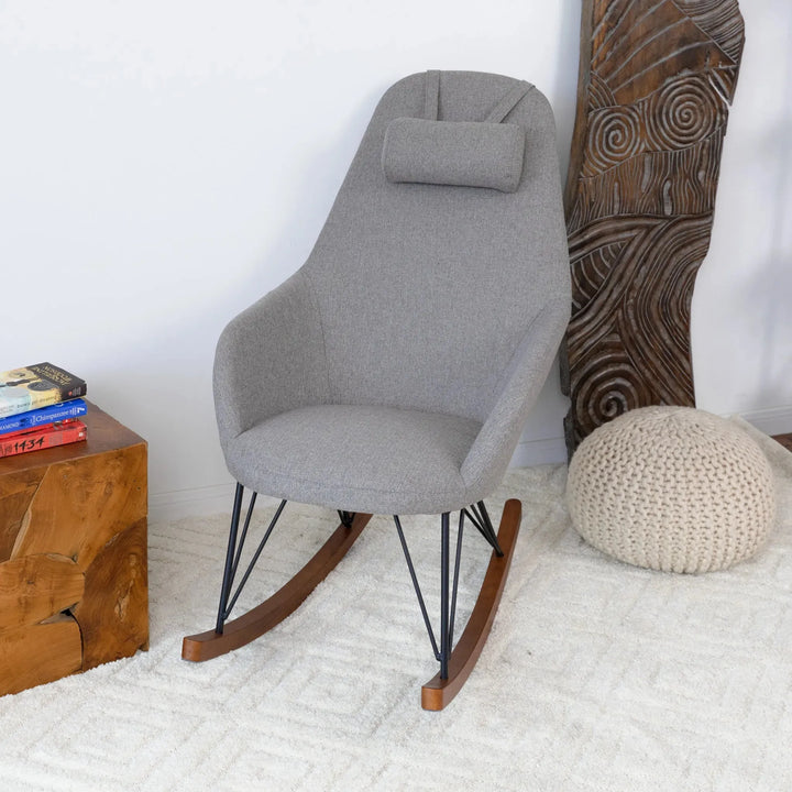 Chloe Mid Century Modern Rocker Livingroom And Bedroom Chair Grey