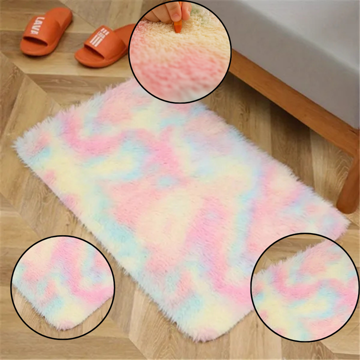 Tie Dye Shaggy Plush Area Rug – Soft Cozy Rainbow Accent | Washable Kids & Home Decor Carpet | Trufairs