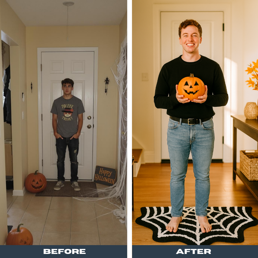 Spider Web Fluffy Area Rug – Halloween Themed Absorbent Mat | Non-Slip Bathroom or Entryway Decor | Trufairs