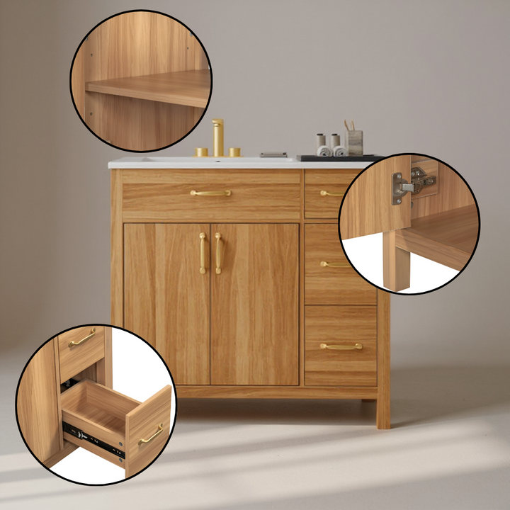 VistaWood Bathroom Vanity – 36" Solid Frame Storage Cabinet | Soft-Close Modern | Trufairs