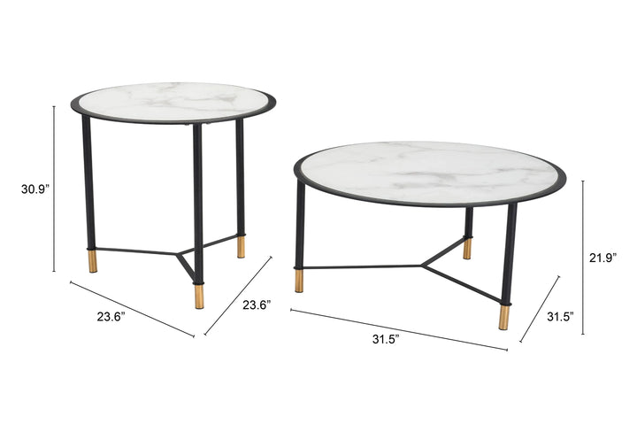 Davis Coffee Table Set White & Black