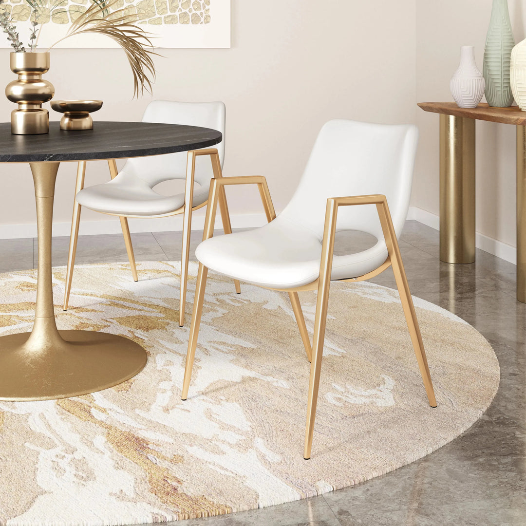Desi Dining Chair (Set of 2) White & Gold