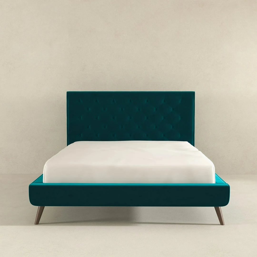 Dillon Teal Velvet Platform Bed