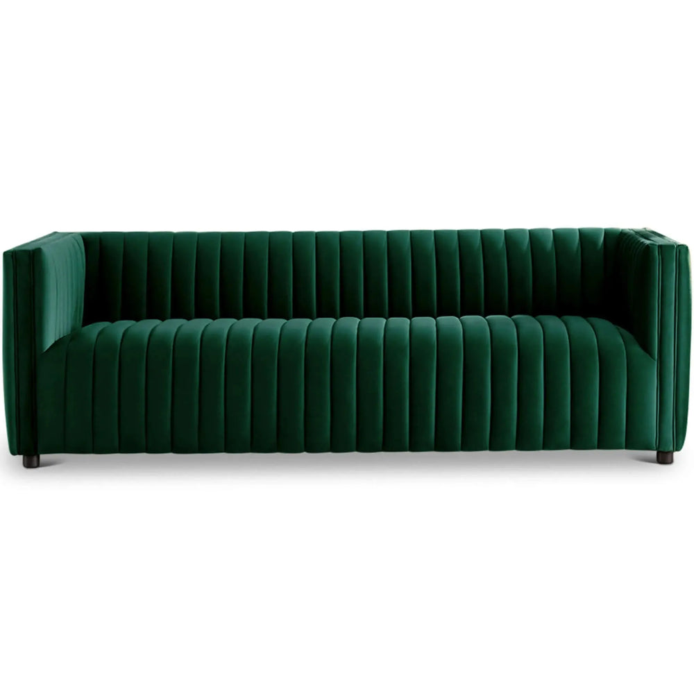 Dominic Channel Tufted Velvet Sofa Green