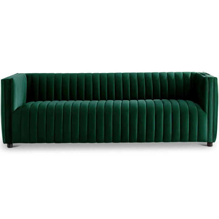 Dominic Channel Tufted Velvet Sofa Green