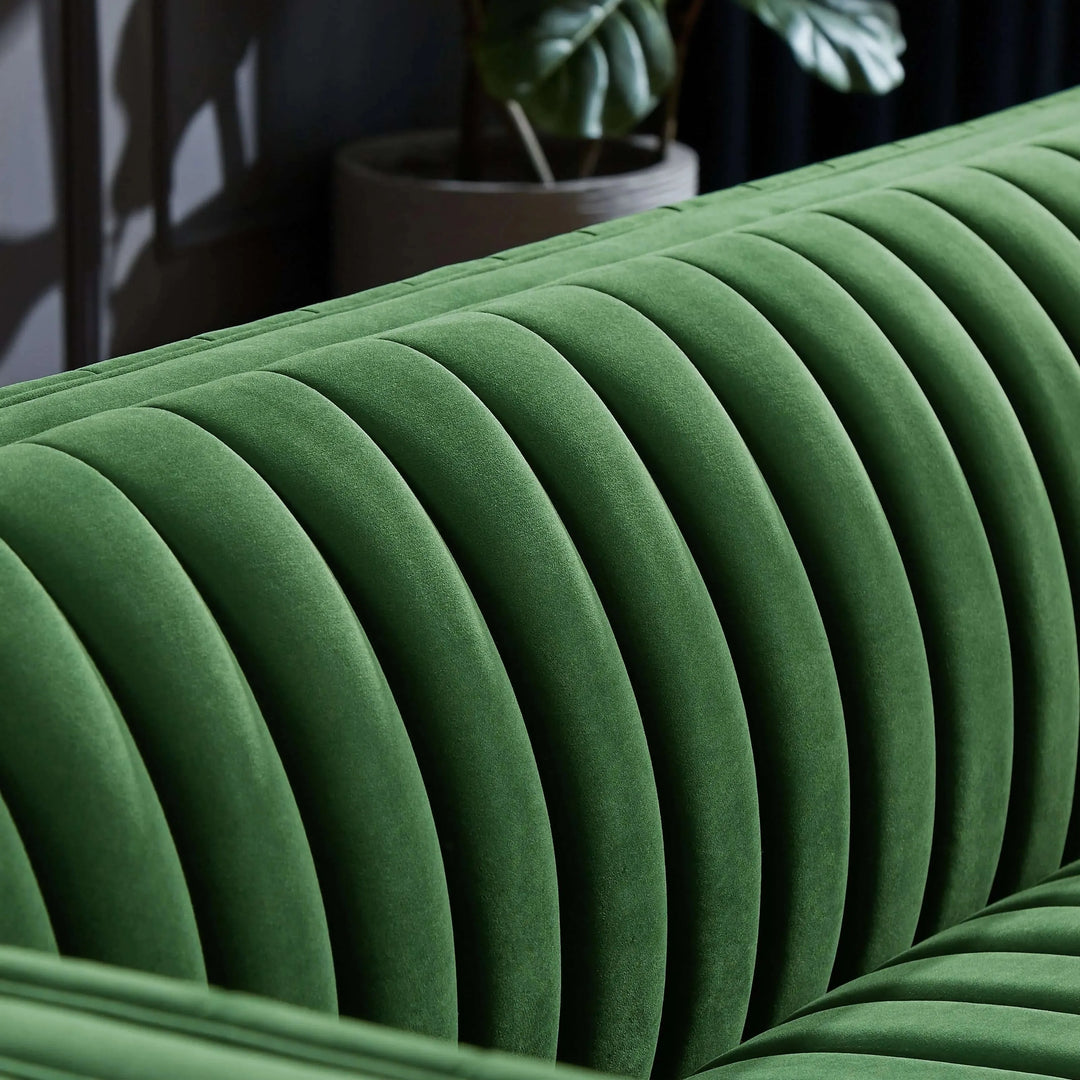 Dominic Channel Tufted Velvet Sofa Green