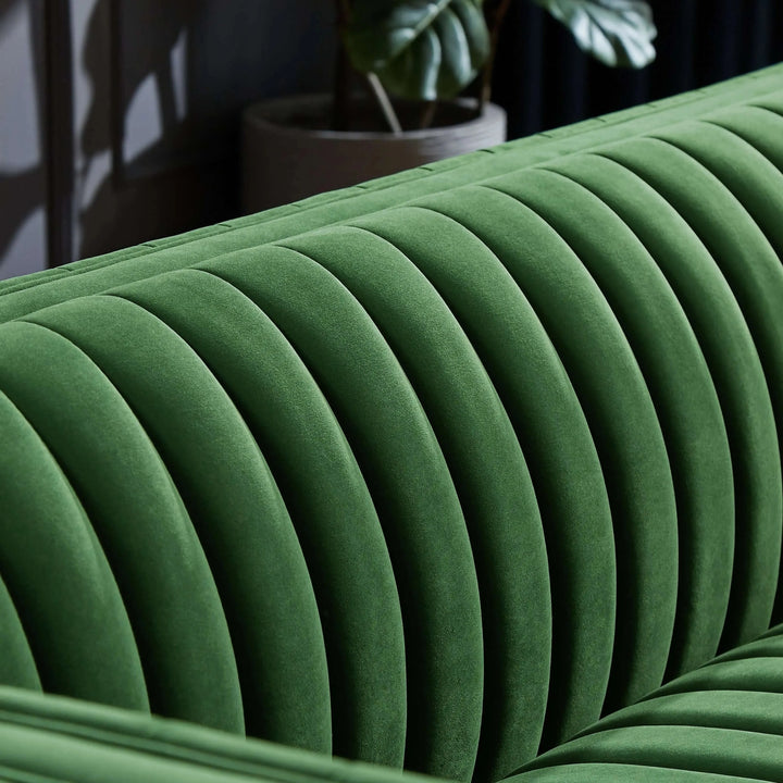 Dominic Channel Tufted Velvet Sofa Green