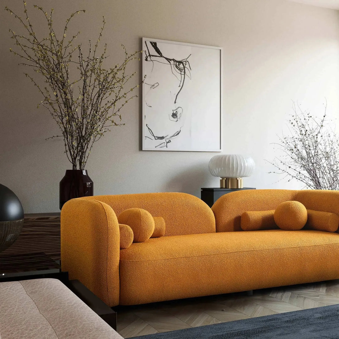 Donna Japandi Style Boucle Sofa Yellow